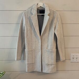 Rachel Zoe Wool Blend Off-White with Gray Pin Striped Snap Front Blazer Size XS